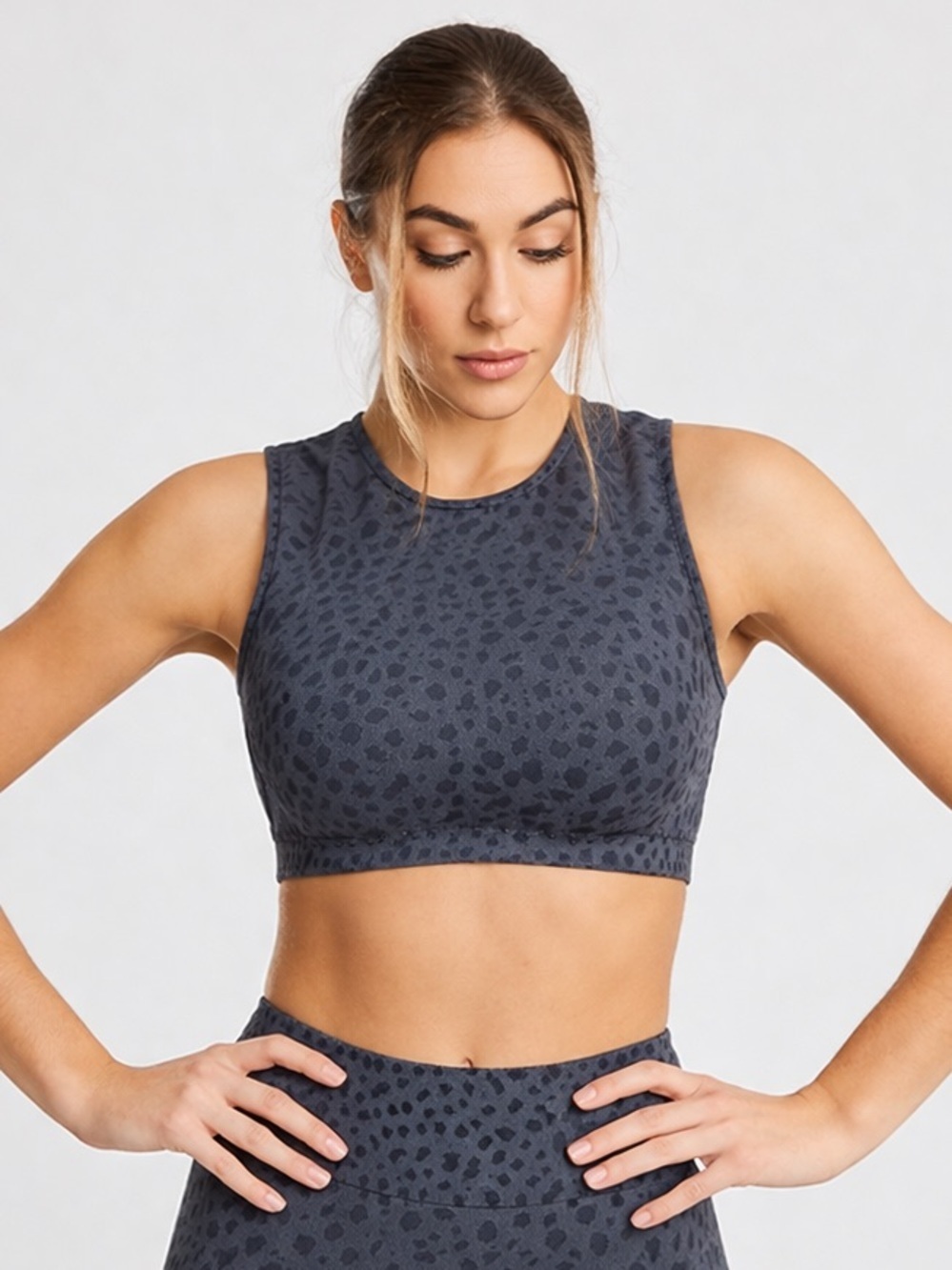 AYBL evolve charcoal speckle seamless crop sleeveless top size XL